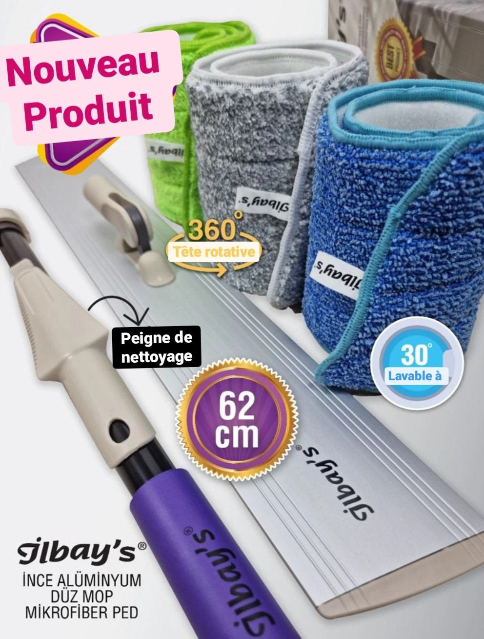 Balai serpillère ILBAY'S 62 cm